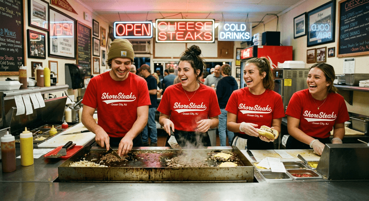 The Louie's crew behind the counter